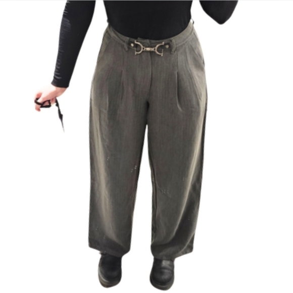 Disturbia Pants - ❌️❌️ SOLD ❌️❌️ disturbia gray herringbone wideleg pants size 6 with horsebit